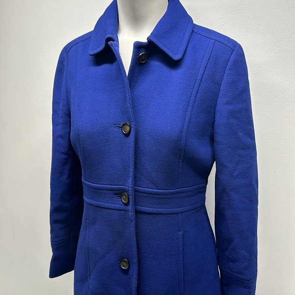 J Crew Classic Lady Day Coat Jacket Italian Double-cloth Wool Blue Size 4P - Picture 3 of 8
